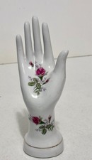 Vtg Porcelain Lady's Hand Figurine Floral Rose Chic Vanity Jewelry Stand 8