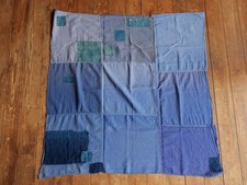 Japanese Vintage Boro Indigo Dye Cotton Fabric Furoshiki Patchwork Cloth 39x42in picture