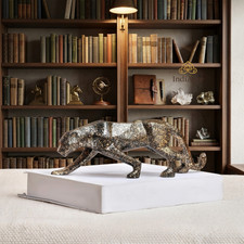 Black Ceramic Panther Sculpture Figurine | Modern Home Decor Statue picture
