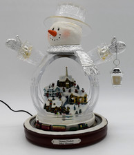 THOMAS KINKADE Bradford Exchange CRYSTAL Snowman WHITE CHRISTMAS, Moving Train picture