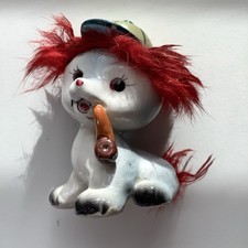 Vintage Relco Anthropomorphic Dog With Hat And Pipe Fuzzy Fur Kitsch Japan picture