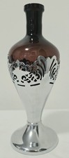 VTG 1930s Art Deco Farber Brothers Krome Kraft Amethyst Glass Chrome Decanter picture