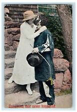 1919 Girl Boy Kissing Something That Never Happened Hobo Homeless Postcard picture
