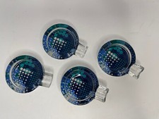 Set of 4. 2007 Marlboro Personal Glass Ashtray Blue / White picture