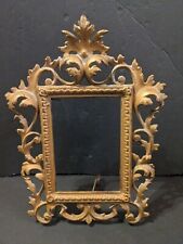 Antique Cast Metal Picture Frame Ornate Marked 8576 Easel Style Dresser Tabletop picture