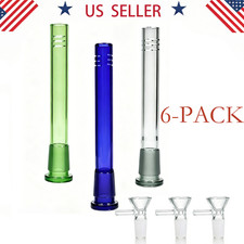 5.25in 6-PACK Down Stem+14mm Round Glass bowl For Glass Bong Smoking Replacement picture