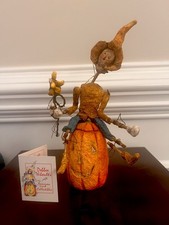 Rare 1998 Vintage Debbee Thibault Scarecrow Folk Art, Signed with a Low Number picture