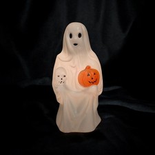 Vintage Empire Halloween Blow Mold Ghost With Pumpkin And Skull Lighted 23