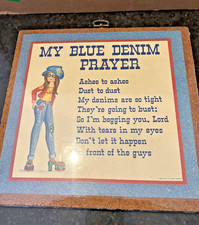 Vintage 1978 My Blue Denim Prayer Wall Plaque Heirloom Editions picture