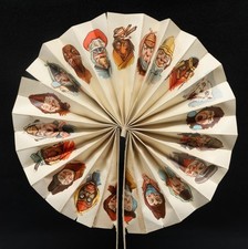Antique Armour's Pork & Beans Advertising Comical Faces Alaska Paper Folding Fan picture