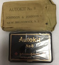 ANTIQUE JOHNSON & JOHNSON AUTOKIT No.8 MEDICAL FIRST AID KIT in COTTON JACKET picture
