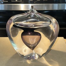 HANNE DREUTLER 1984 SIGNED SPHAR STUDIO AHUS ART GLASS SCULPTURE PAPERWEIGHT picture