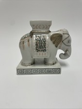 Vintage Thai Porcelain Elephant Figurine Stand Hand Painted Benjarong StyleRare picture