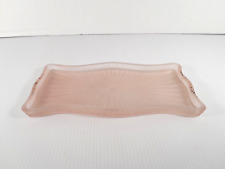Vintage 1930s New Martinsville Glass Satin Pink Vanity Set Tray Only picture