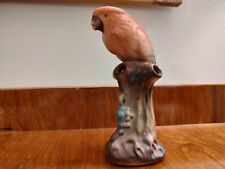 CZECHOSLOVAKIA Pottery Parrot Vase Figurine Red Stamp Mark 1940s picture