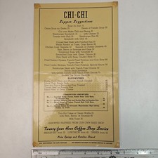 Vintage Chi-Chi Restaurant Menu Palm Springs Catalina Island CA 1940s Supper picture