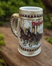 Vintage 1981 Budweiser Christmas Holiday Beer Stein Mug Snowy Woodlands CS 50 picture