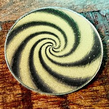 2-1960s Vtg VARI VUE GOLD & BLACK HYPNOTIC SWIRLS 1-3/4” NOS MINT picture