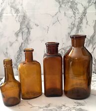 Vintage Amber Brown Glass Bottle Lot (1) Wheaton Marked & More Lot of 4_ picture