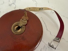 Vintage Circa 1930 Made in England Chesterman Sheffield Leather Brass Tape 25 m  picture