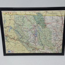Vintage Montana Idaho Road Map Framed Glacier National Park Flathead picture