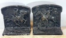 Antique 1924 L V Aronson  Native American  Mounted Scouts Warriors Cast Bookends picture
