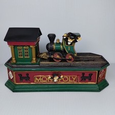Hasbro Monopoly Game B&O Railroad Train Steam Engine Banker Cast Iron Coin Bank picture