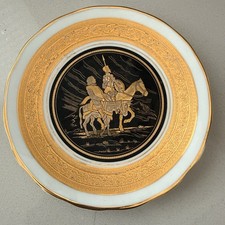 Arte-Madrid Spanish Don Quixote Decorative Plate Black Gold Tone Vintage 6” picture