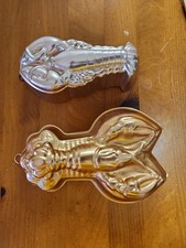 2 Vtg Copper Lobster Molds, Wall Hanging Kitchen Decor Nautical Rustic Farmhouse picture