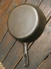 Vintage Fully Restored Vintage Wagner Ware # 5 Cast Iron Skillet Flat 1055-H picture