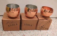 Vintage Coppercraft Guild Copper Set - Roly Poly Cups & Footed Planter Bowl MCM picture
