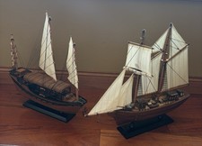 Chinese Junk Vessel – Wooden Sailing Ship Model & Nautical Sailboat. 2 Boats picture