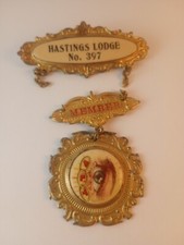 Antique Independent Order Of Odd Fellows IOOF Member Medal Badge Pin 3 Piece picture