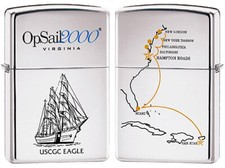 USCGC Eagle (WIX-327) Barque Zippo MIB  OpSail 2000 Virginia Polished Chrome picture