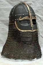 Medieval Viking Helmet Vendel Knight With Chain Mail 18 Gauge Viking Helmet picture