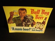 Circa 1950s Acme Bull Dog Bottle/Can Decal w/Jack Dempsey – Unused picture