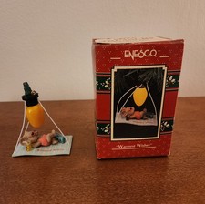 1992 Enesco Warmest Wishes Tanning Mouse Christmas Ornament Light TESTED picture