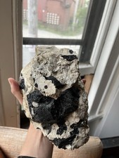 HUGE 6lb 9” Black Tourmaline Schorl Crystals In Matrix Maine USA Locality Quartz picture