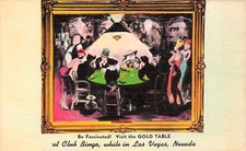 Gold Table Club Bingo Las Vegas Nevada Painting Casino Poker Vtg Postcard G30 picture