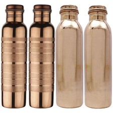 100% Pure Handmade Copper Water Bottle Leak Proof Yoga Ayurveda Benefits 1000 ML picture