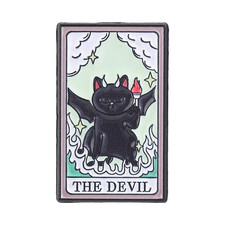 Luck Witch Cat Black Cat Tarot Card Enamel Pin the Devil Bat Cat Ace of Paws picture