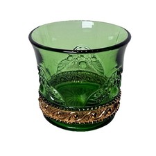 GETTTYSBURG Pennsylvania PA Antique GREEN GOLD Depression Glass Souvenir CUP picture