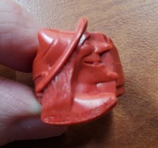 SMC1 Vtg Cracker Jack Red Plastic Witch Head Ring Premium Hello Handsome Size 4 picture