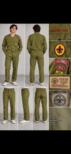 Vintage Boy Scouts BSA Uniform Shirt Pants Set Caldwell NJ Olive Green Patches picture