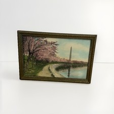 Vintage 1922 Buckingham Washington DC Cherry Trees Hand Colored Photo Print Fram picture