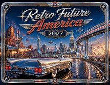 Retro Future America 2027 Wall Calendar Retro Futurism Classic Car UFO Art Gift picture