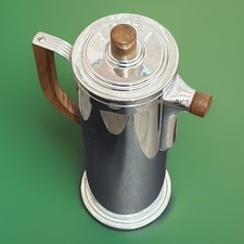 Vintage Manning Bowman Chrome Cocktail Pitcher | 1930s Art Deco Barware w/Wood picture