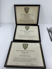 Vintage NYPD Police Award Certificates 1989 1990 1991 Ward Brown Lot of 3 picture
