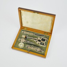 Antique Sewing Set In Wooden Box - Sewing Notions - Vintage - Case picture