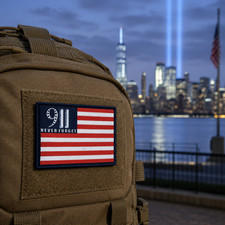 9/11 Twin Towers Never Forget Morale Patch | 25h Anniversary | USA Flag picture